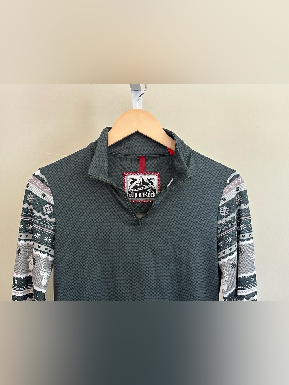 Alp N Rock Small Fair Isle Reindeer Quarter Zip Ski Top Après Ski Nordic - Picture 4 of 6